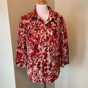 Coldwater Creek floral abstract linen top